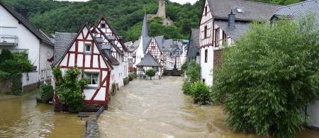 Eifel, Elz valley, flood disaster, July 15th 2021. Europe is highly urbanised and has too few natural buffers that can infiltrate extreme amounts of heavy rainfall. Markus Volk. istock.