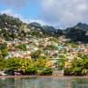 Coastline full of boats with lots of living houses on the hill, Kingstown, Saint Vincent and the Grenadines